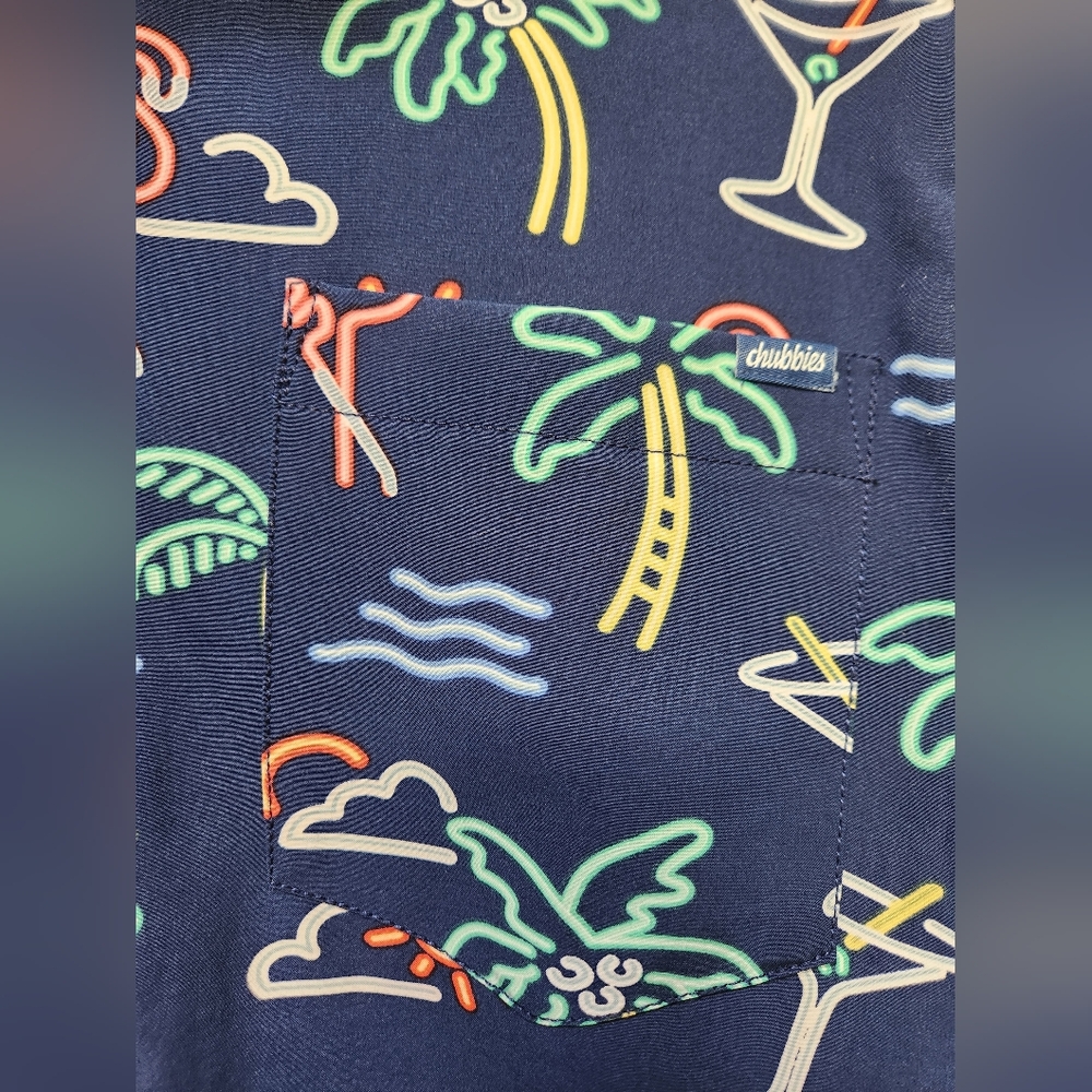 Chubbies Men's Navy Neon Print  Pullover, Size L,  NWOT - Picture 7 of 9